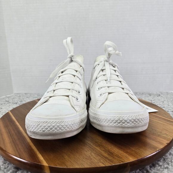 Converse CTAS All Star Ox Low White Leather Y2K Casual Daily Sneakers Womens 10 - Picture 4 of 12